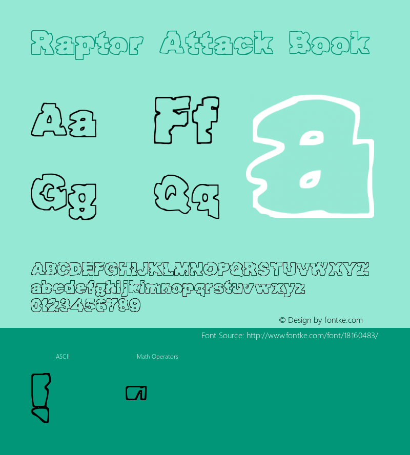 Raptor Attack Book Version 2001; 1.2 Font Sample