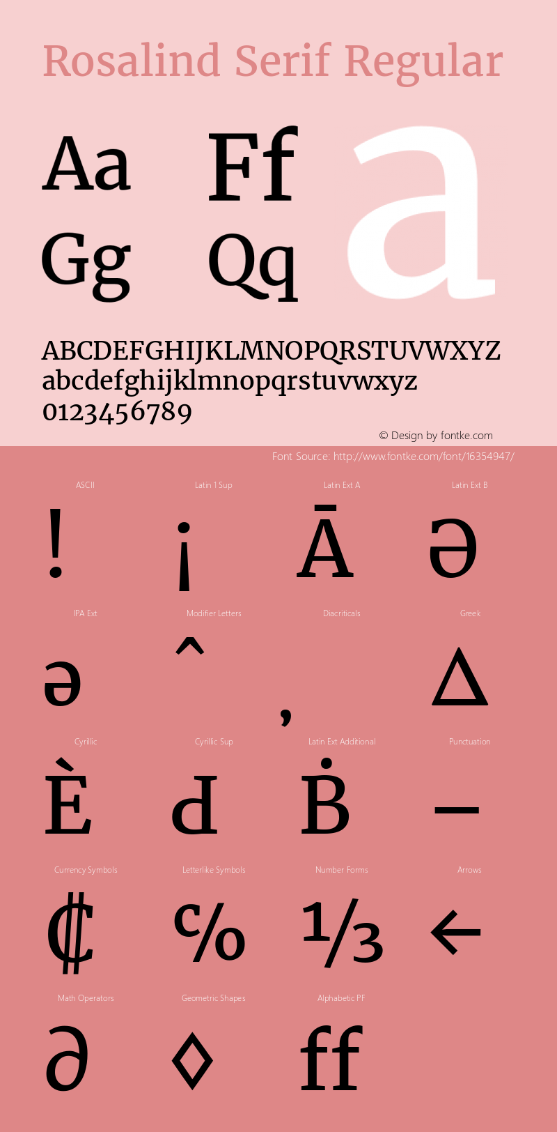 Rosalind Serif Regular Version 1.584 Font Sample