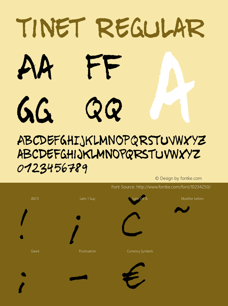 Tinet Regular Version 1.00 September 24, 2008, initial release Font Sample