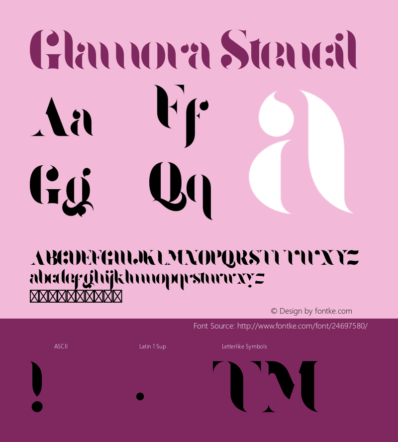 Glamora Stencil Version 1.000;PS 001.000;hotconv 1.0.70;makeotf.lib2.5.58329 Font Sample