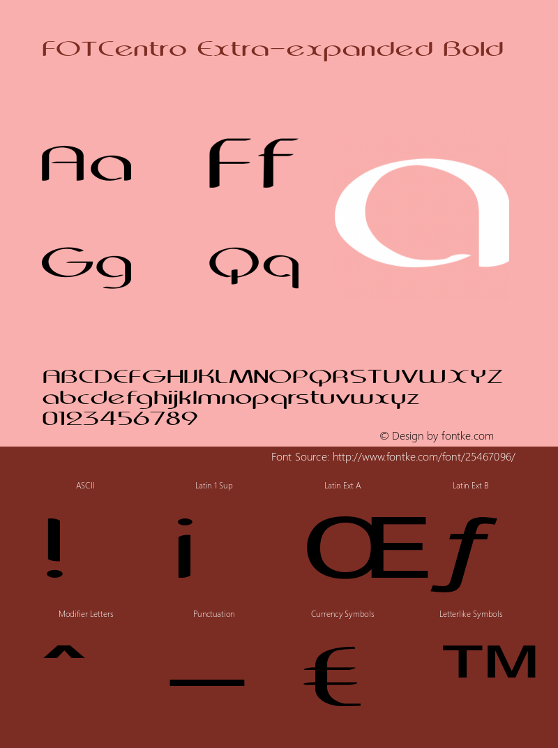 FOTCentro-ExtraexpandedBold Version 1.000 Font Sample