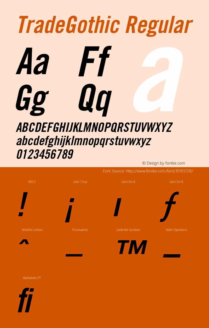 TradeGothic Regular 001.001 Font Sample