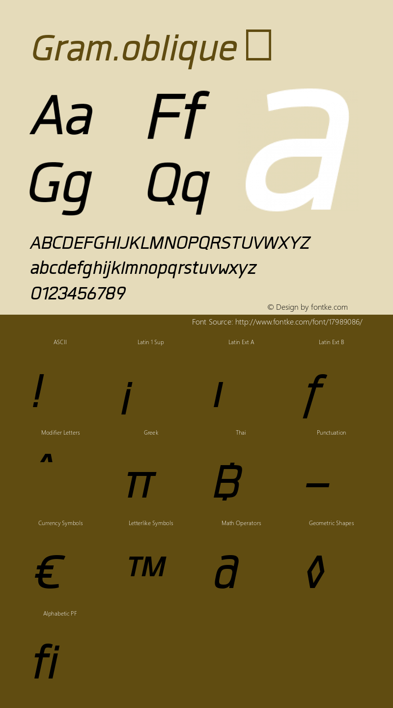 Gram.oblique ☞ Version 1.000;com.myfonts.typesketchbook.gram.oblique.wfkit2.3Uqs Font Sample