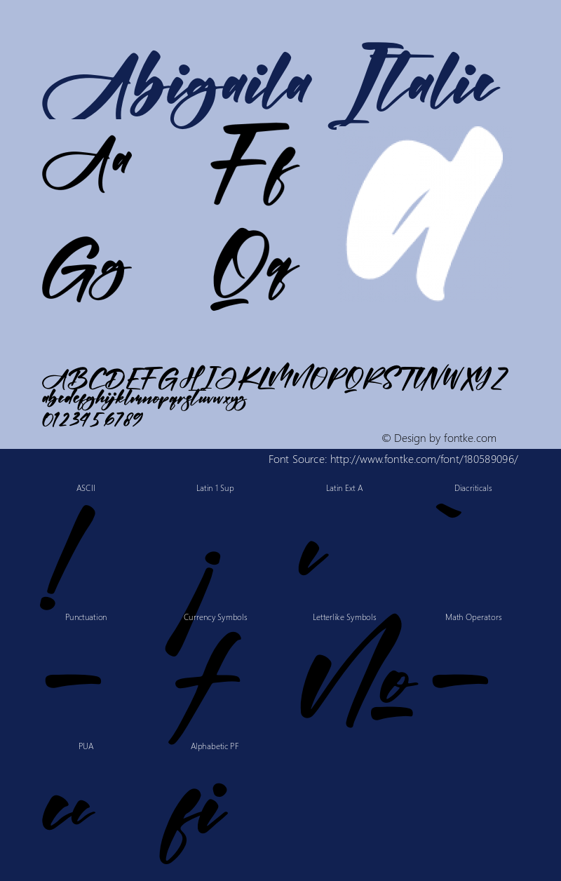 Abigaila Italic Version 1.00;September 30, 2021;FontCreator 13.0.0.2683 64-bit图片样张