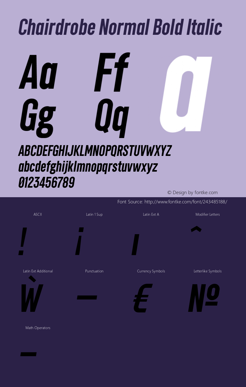 Chairdrobe Normal Bold Italic Version 1.001 | web-ttf图片样张