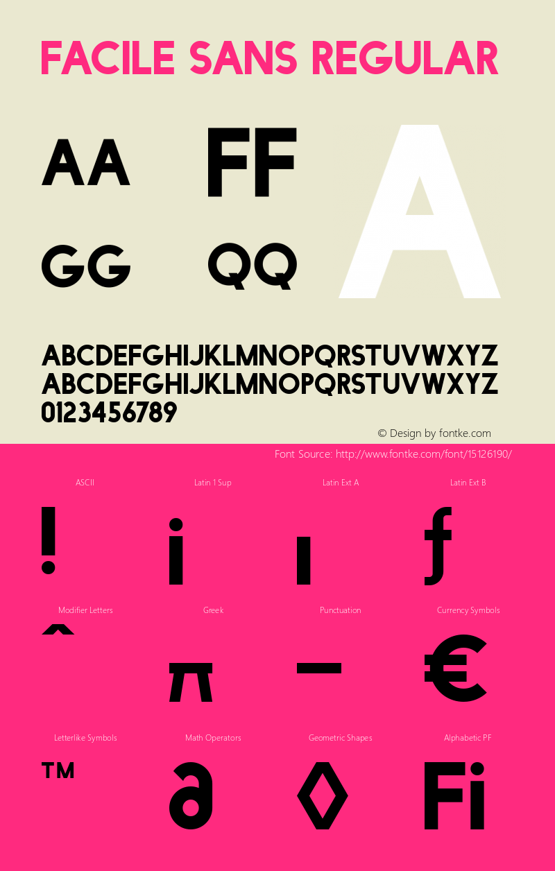 Facile Sans Regular Unknown Font Sample