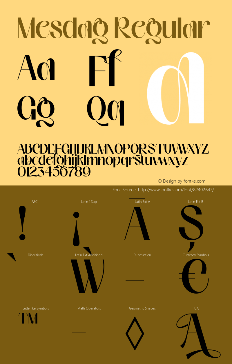 Mesdag Regular Version 1.000 Font Sample