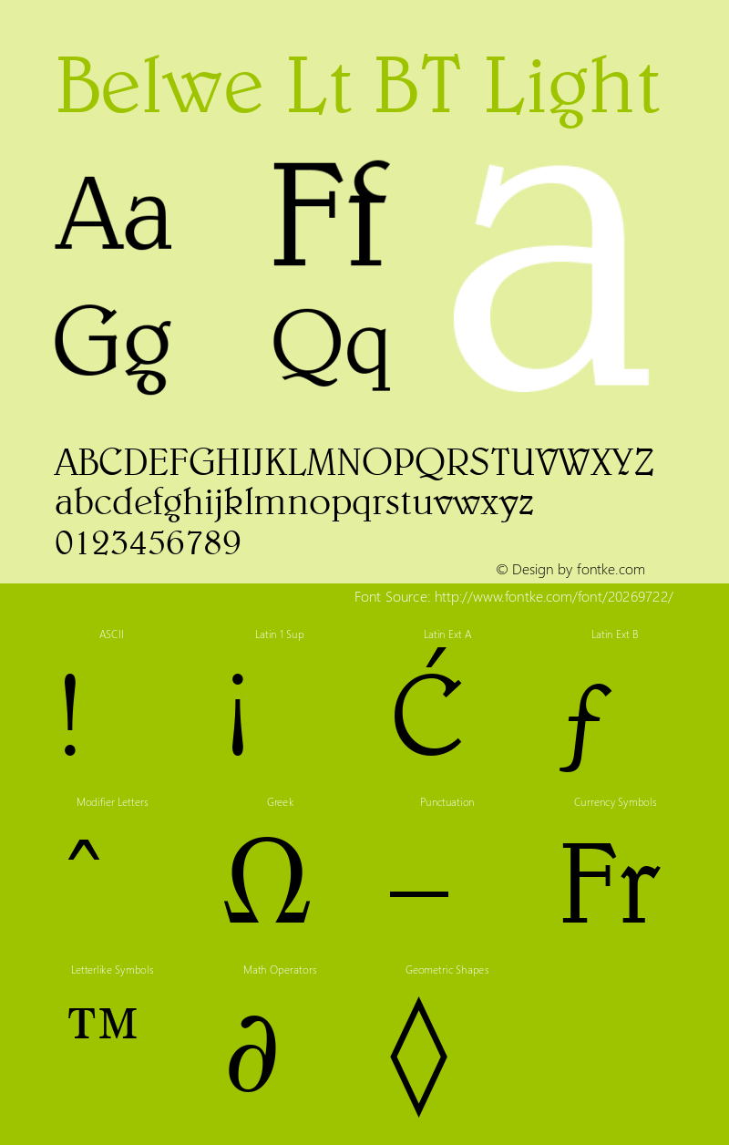 Belwe Lt BT Light mfgpctt-v4.4 Jan 4 1999 Font Sample