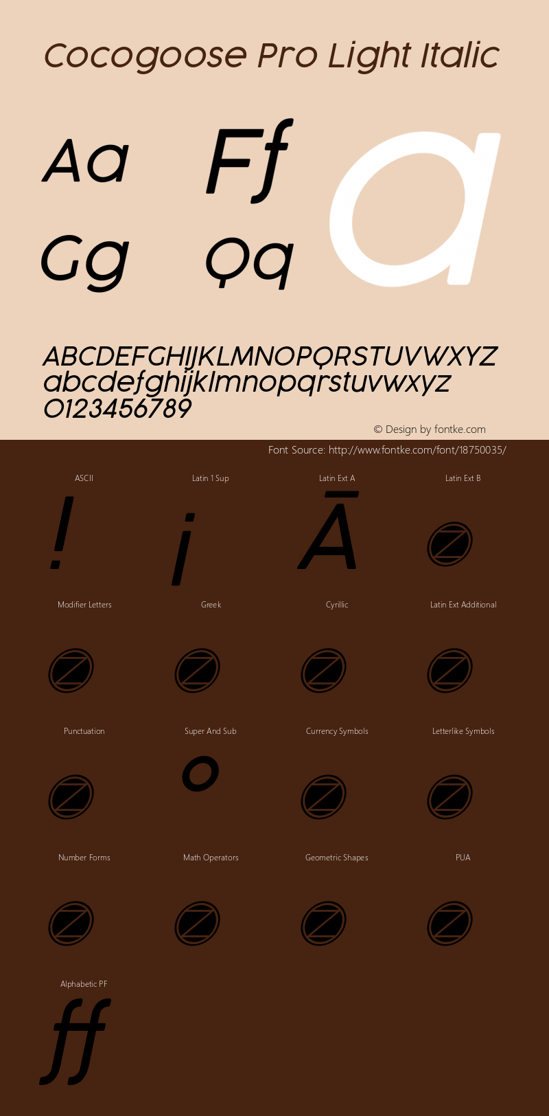 Cocogoose Pro Light Italic Version 1.000 Font Sample