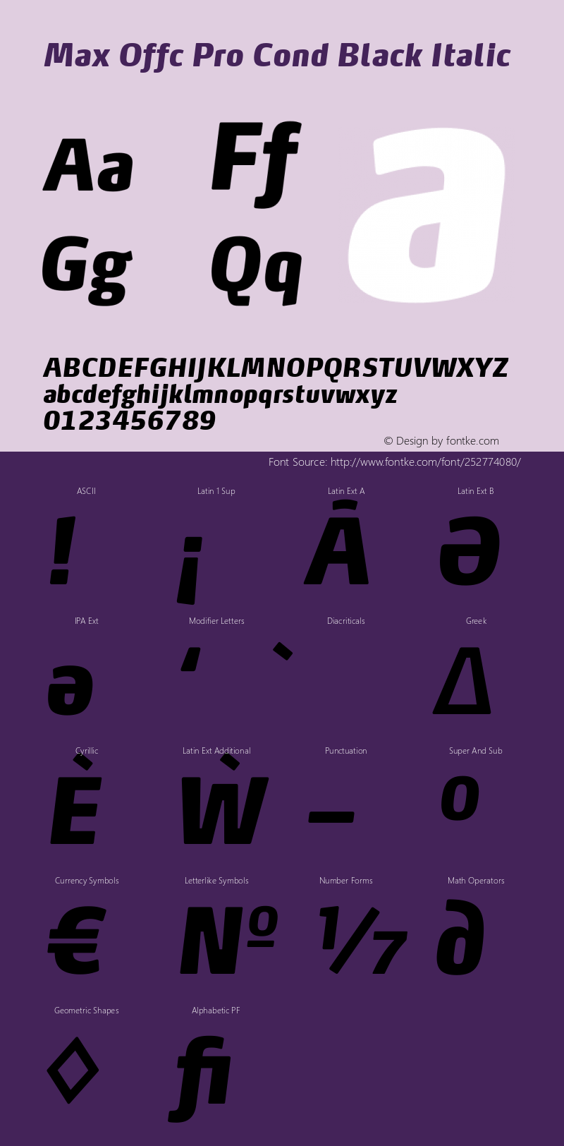 Max Offc Pro Cond Black Italic Version 7.504; 2014; Build 1021图片样张