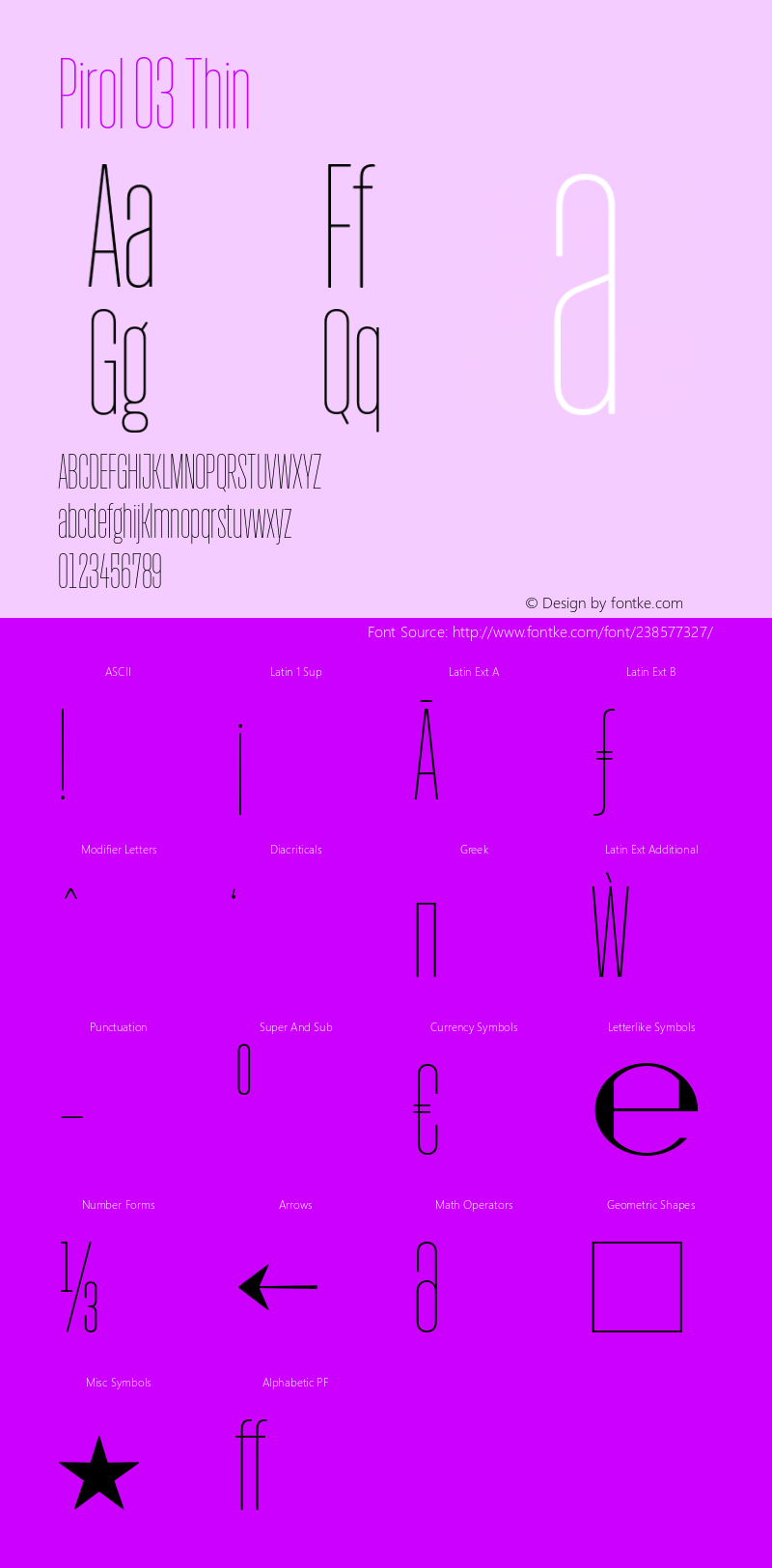 Pirol 03 Thin Version 1.001;hotconv 1.0.109;makeotfexe 2.5.65596图片样张