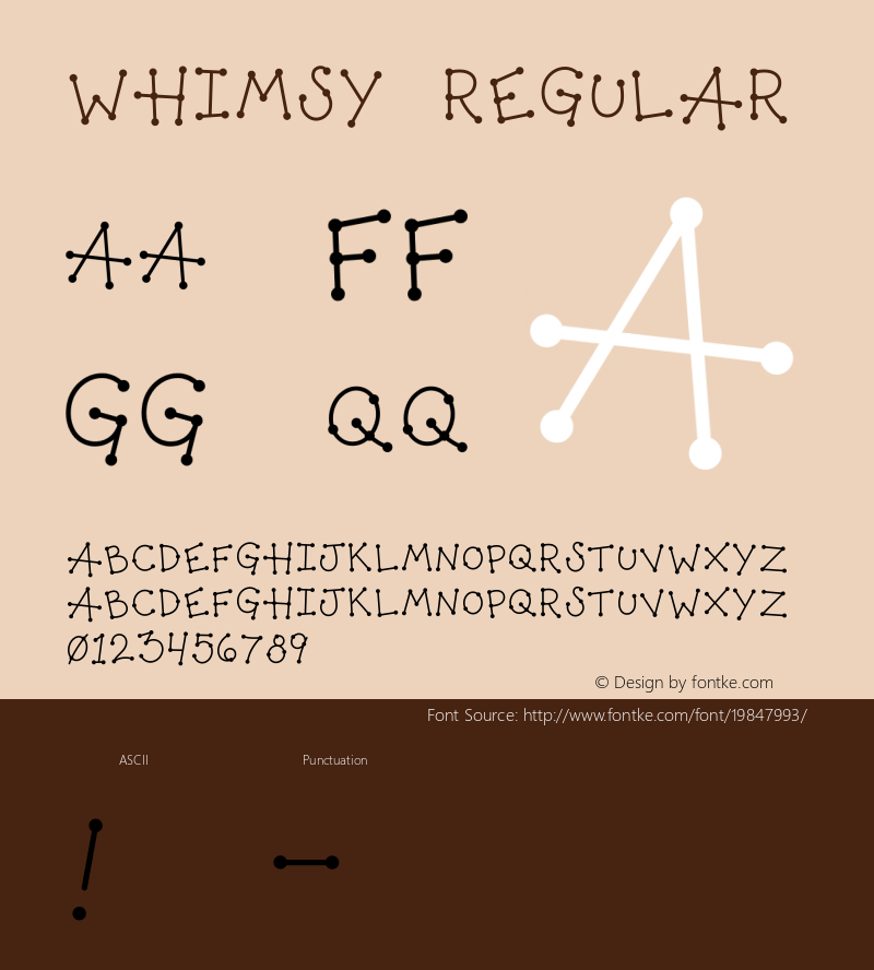 Whimsy Regular Version 1.000 Font Sample