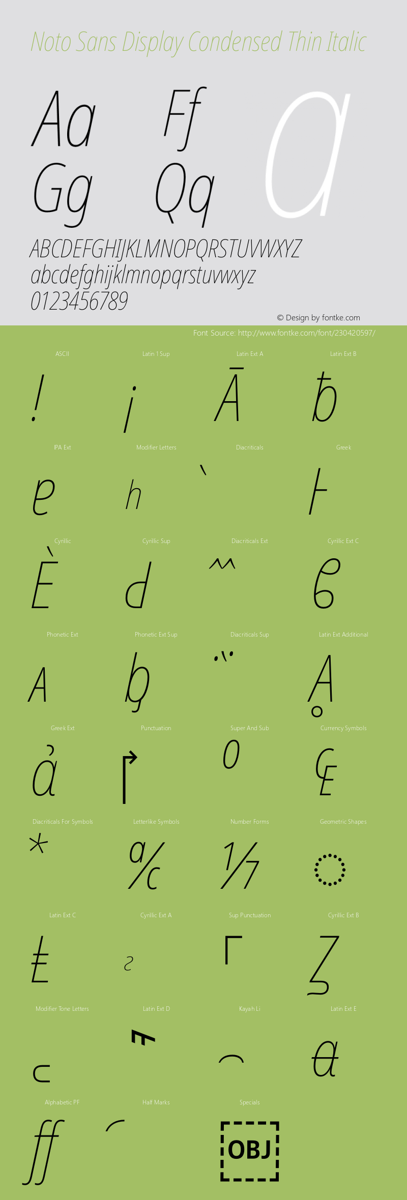 Noto Sans Display Condensed Thin Italic Version 2.008图片样张