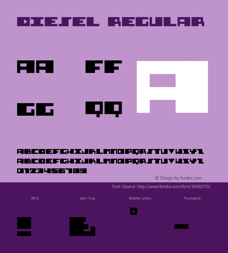 Diesel Regular Macromedia Fontographer 4.1.5 9/6/97 Font Sample