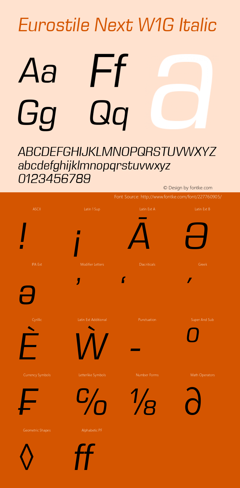 Eurostile Next W1G Italic Version 1.00图片样张