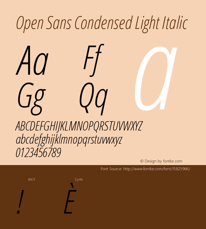 Open Sans Condensed Light Italic Version 1.10; ttfautohint (v1.4.1) Font Sample