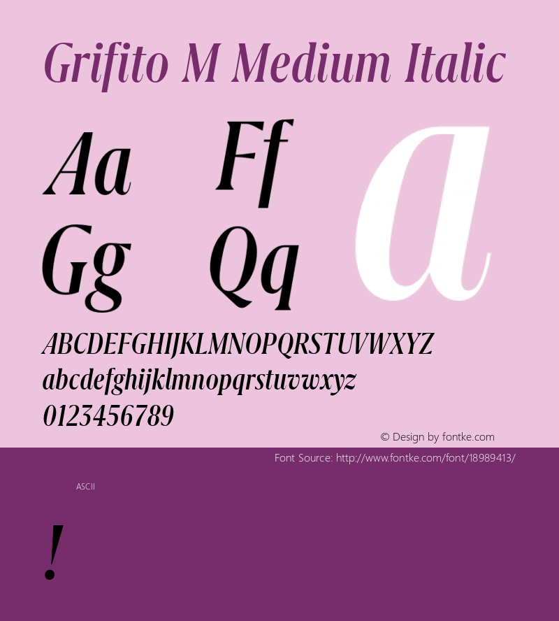 Grifito M Medium Italic 1.000 Font Sample