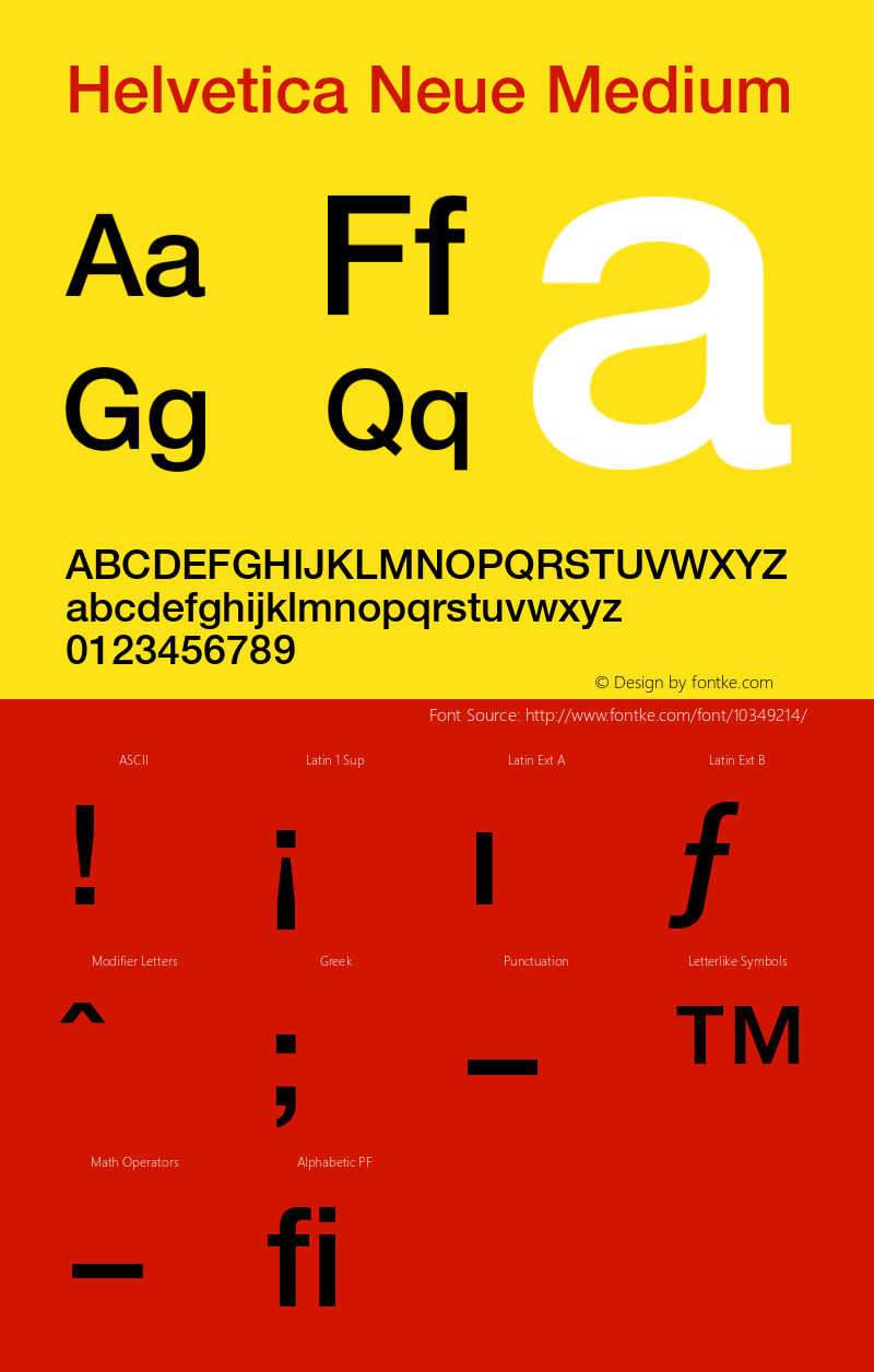 Helvetica Neue Medium 001.001 Font Sample