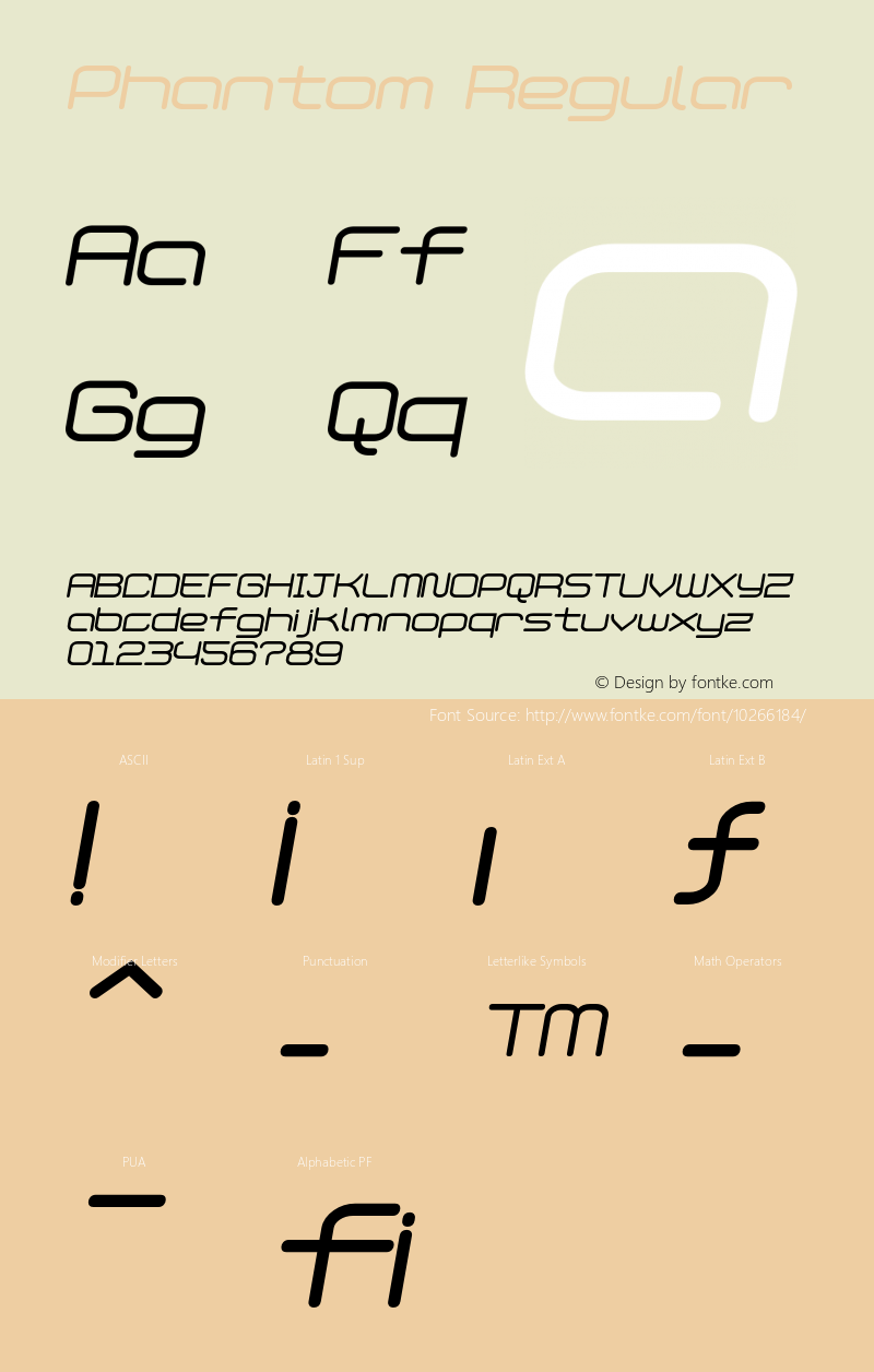 Phantom Regular 001.001 Font Sample