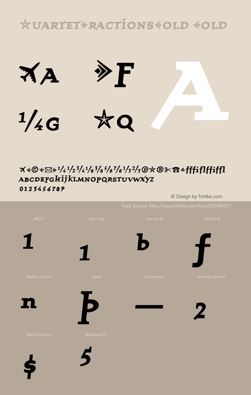 QuartetFractionsBold Version 001.000 Font Sample