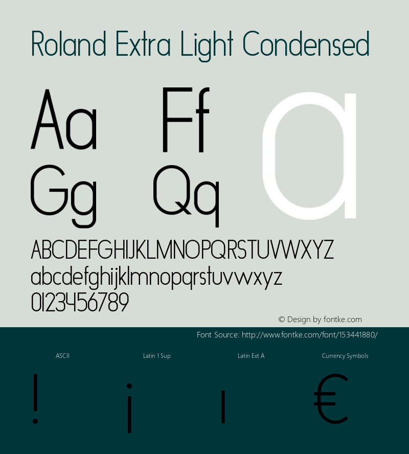 Roland Extra Light Condensed Version 1.000 Font Sample