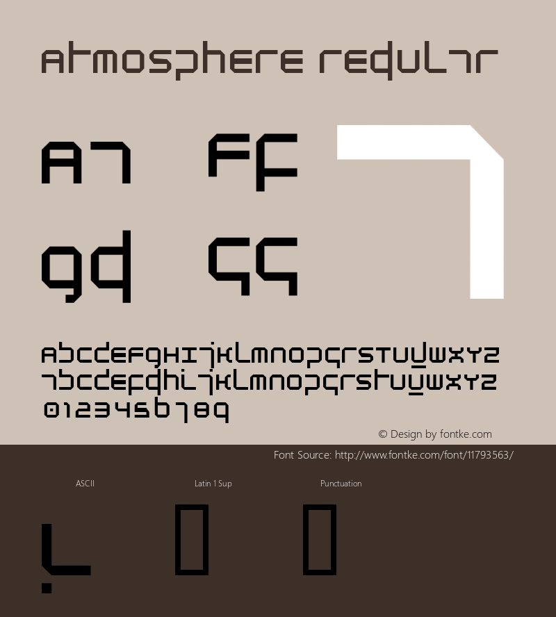 Atmosphere Regular Macromedia Fontographer 4.1.5 5/10/97 Font Sample
