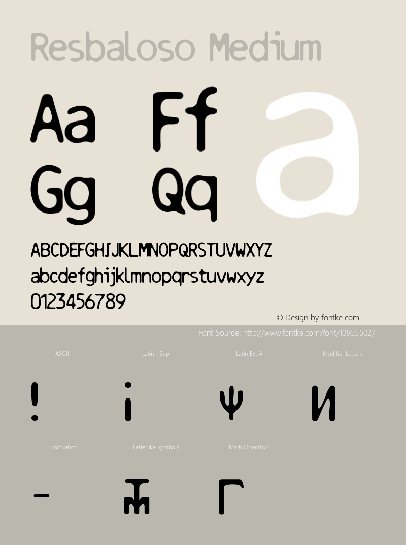 Resbaloso Medium Version 001.000 Font Sample