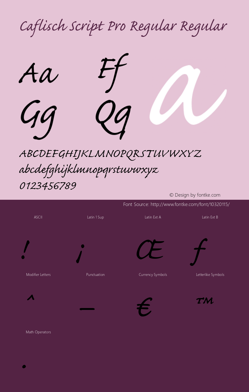 Caflisch Script Pro Regular Regular OTF 1.010;PS 1.000;Core 1.0.30;makeotf.lib1.4.1030 Font Sample