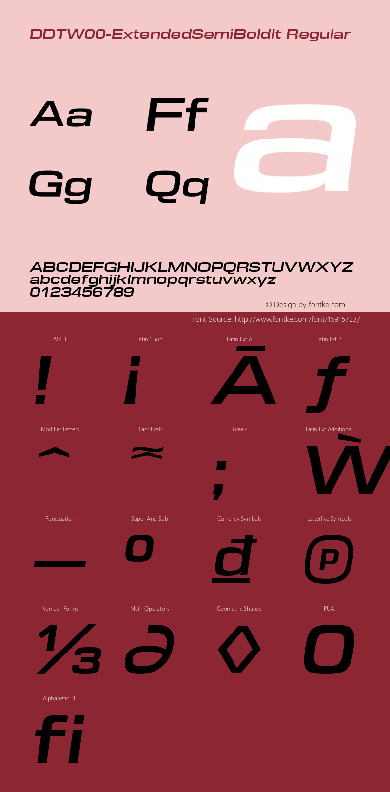 DDTW00-ExtendedSemiBoldIt Regular Version 1.40 Font Sample