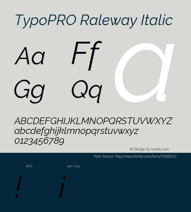 TypoPRO Raleway Italic Version 3.000; ttfautohint (v0.96) -l 8 -r 28 -G 28 -x 14 -w 