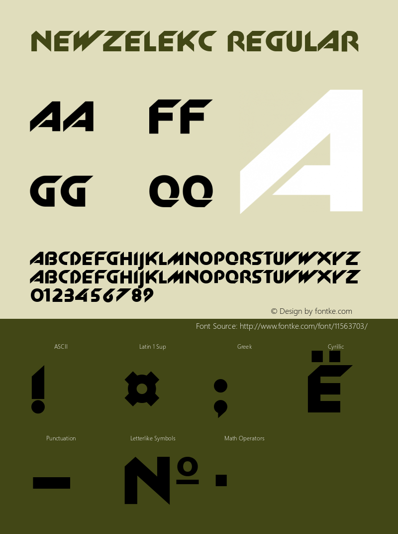 NewZelekC Regular Version 001.003 Font Sample