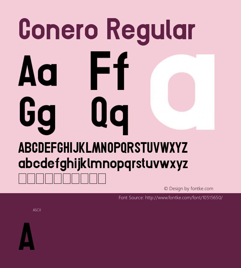 Conero Regular Version 1.00 September 13, 2013, initial release Font Sample