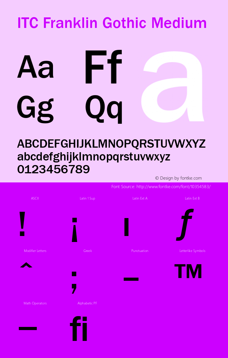 ITC Franklin Gothic Medium Version 001.000 Font Sample