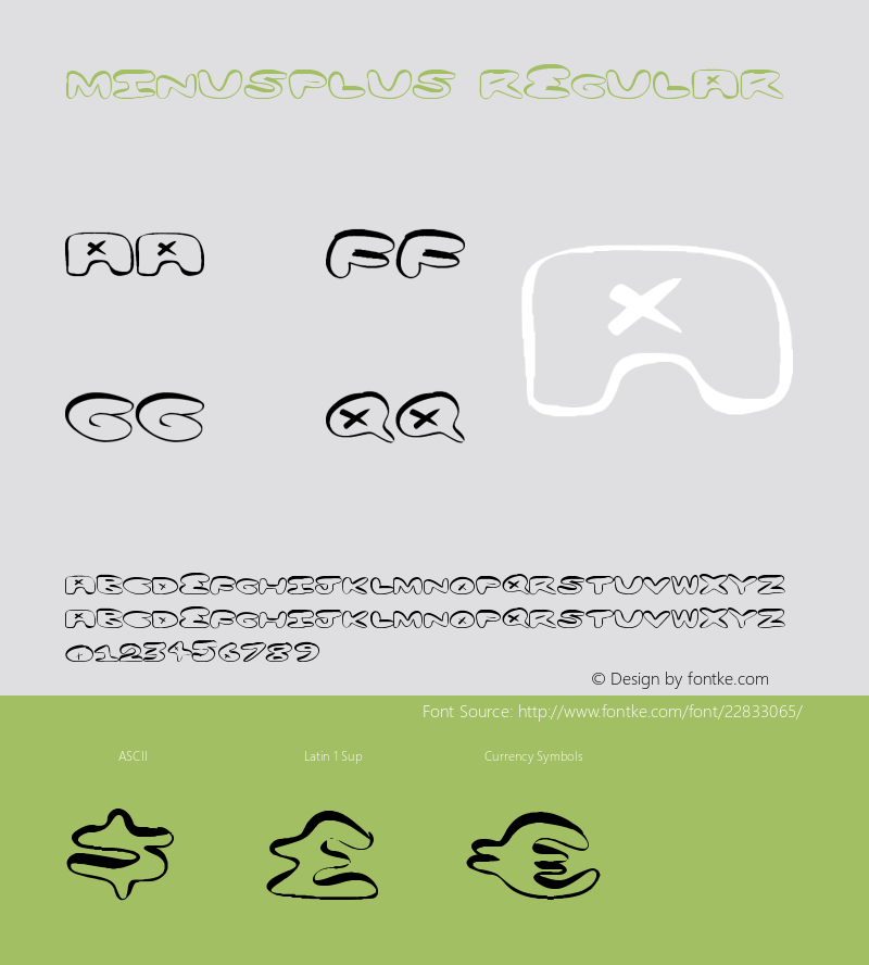 MinusPlus Version 1.00 June 23, 2013, initial release Font Sample