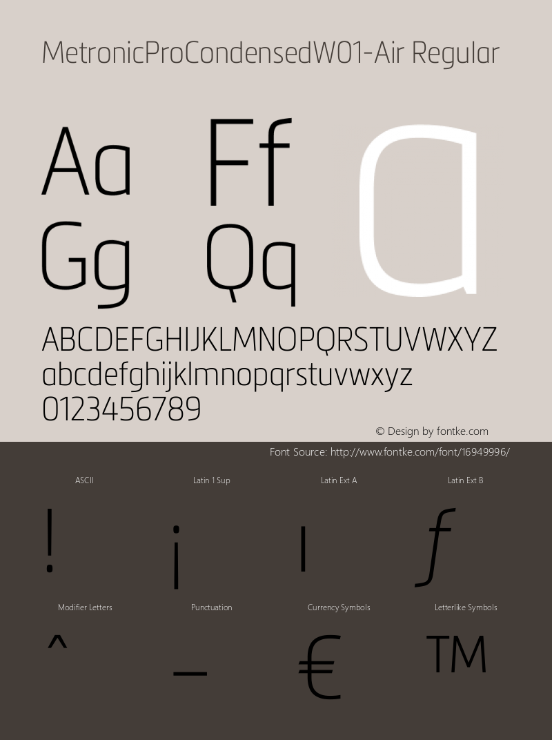 MetronicProCondensedW01-Air Regular Version 2.00 Font Sample