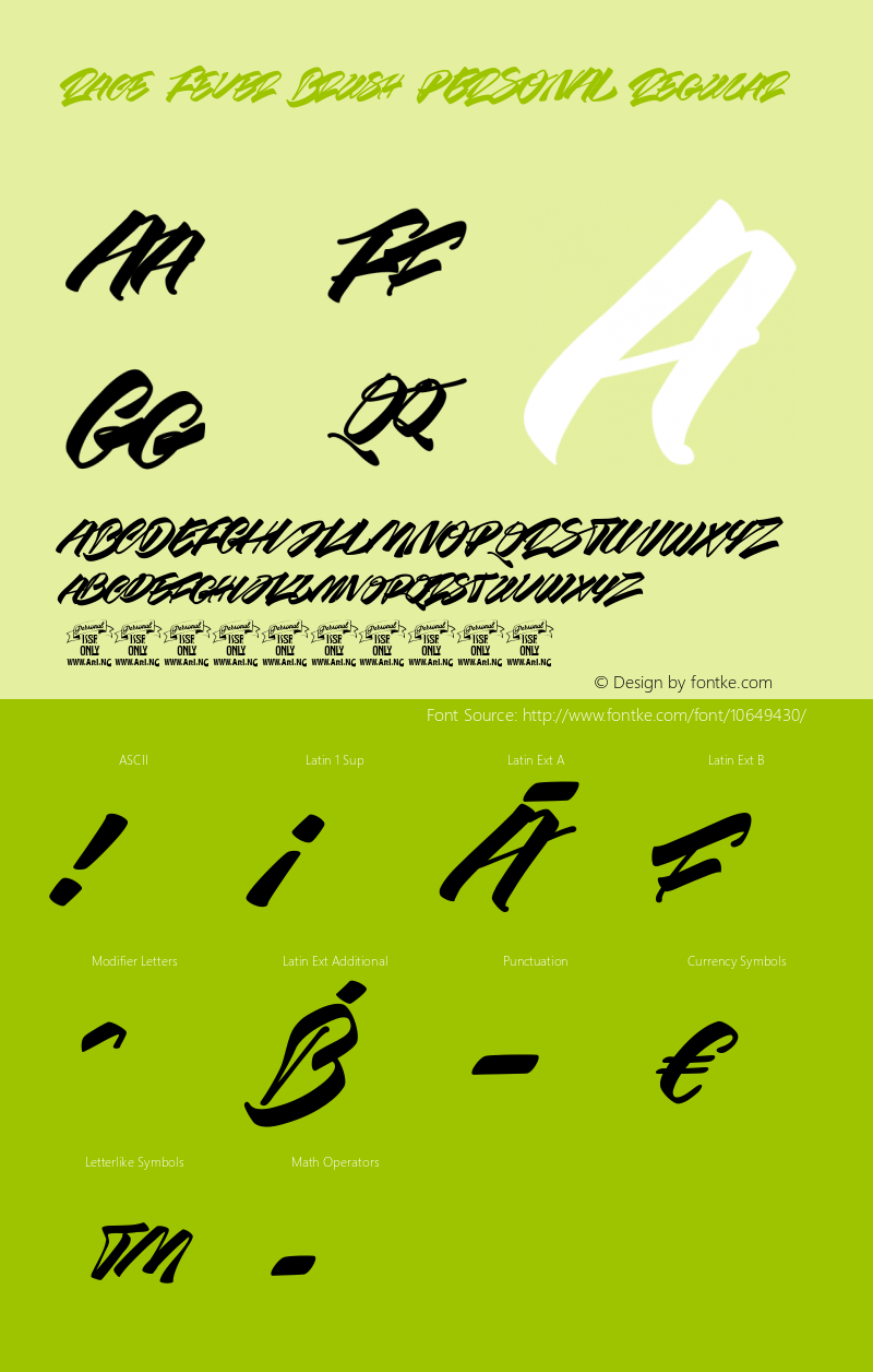 Race Fever Brush PERSONAL Regular Version 1.000 Font Sample