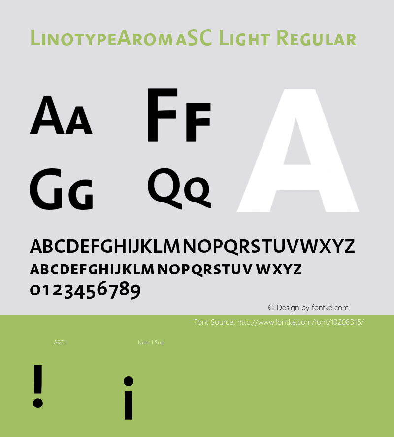 LinotypeAromaSC Light Regular 001.000 Font Sample