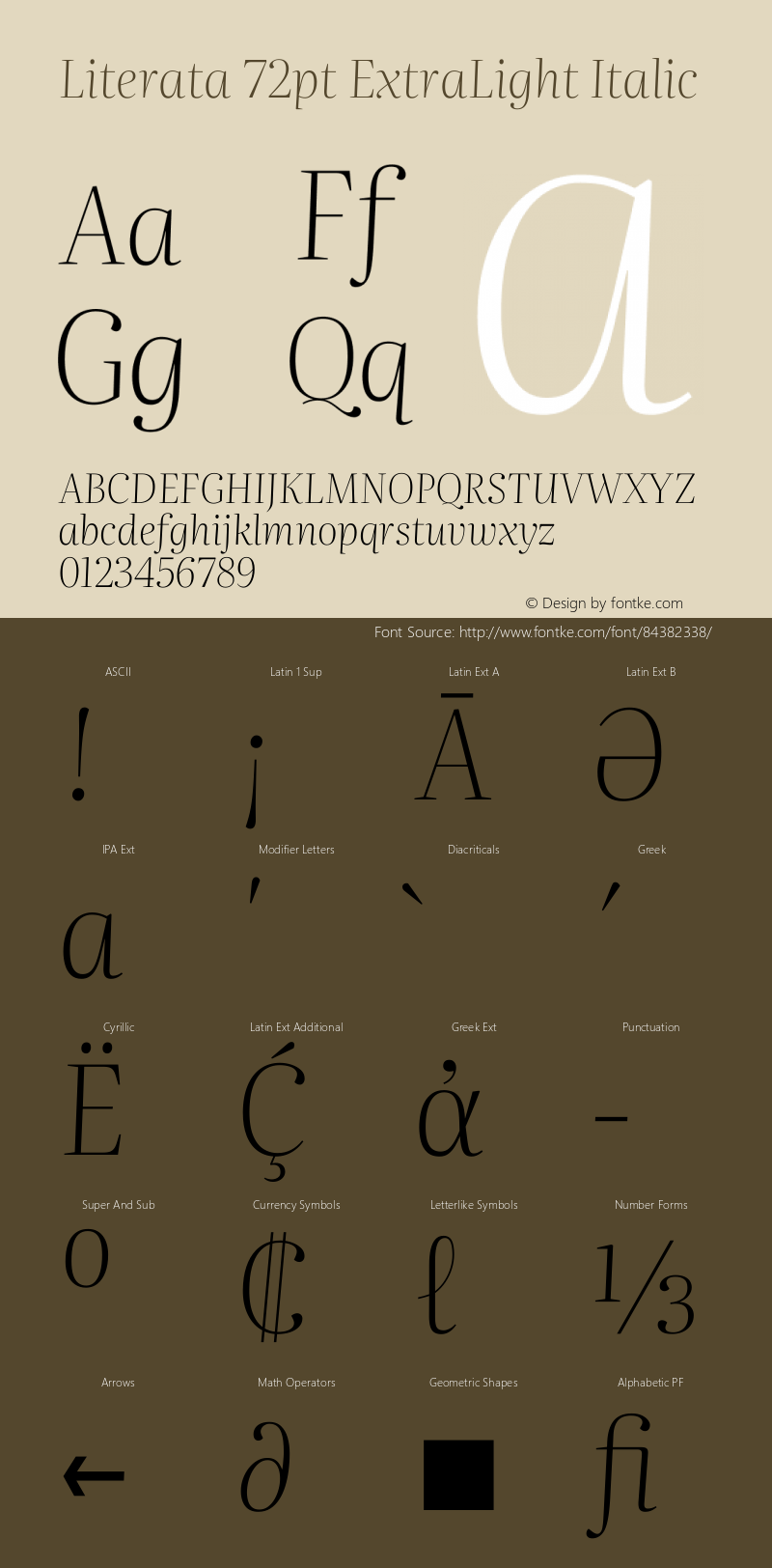 Literata 72pt ExtraLight Italic Version 3.002 Font Sample