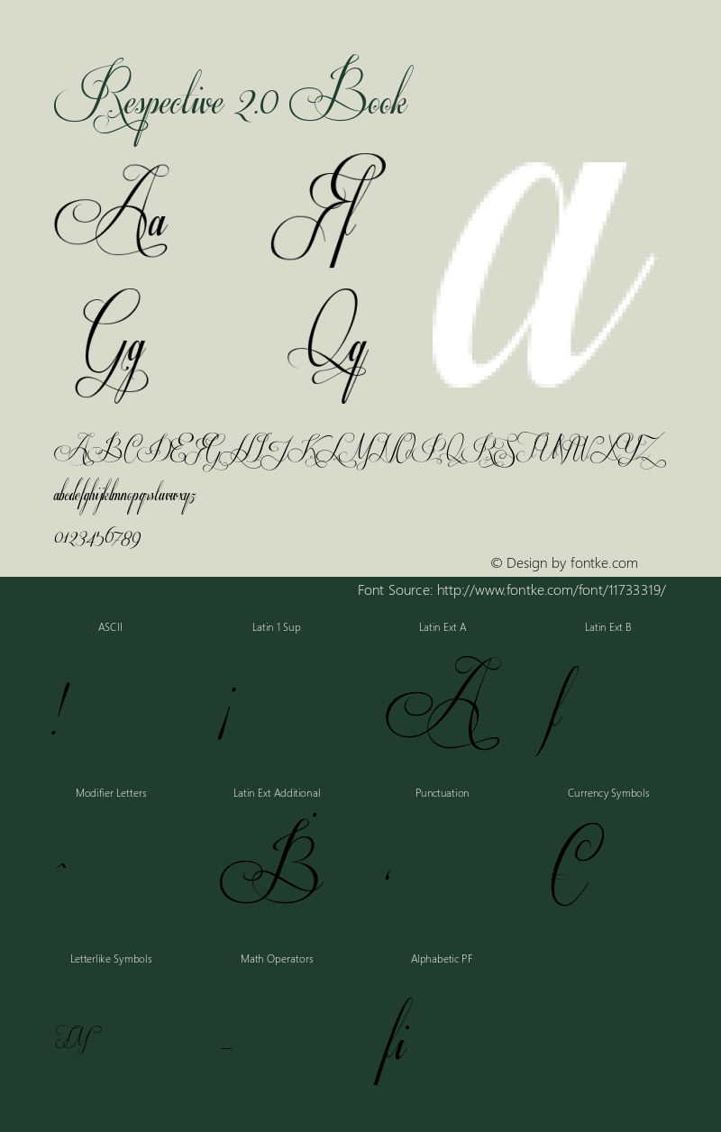 Respective 2.0 Book Version 2.000 Font Sample