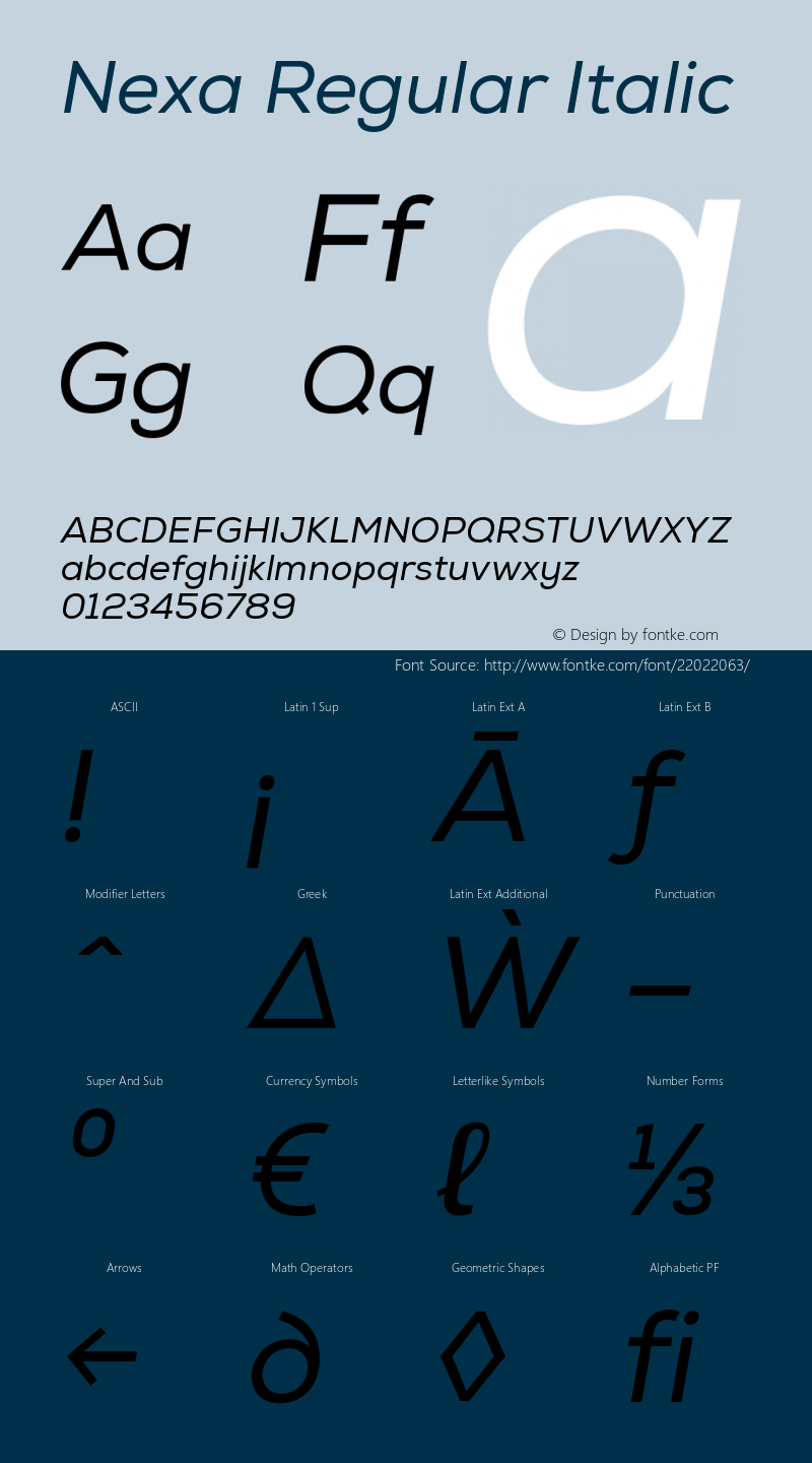 Nexa Regular Italic Version 001.001 Font Sample