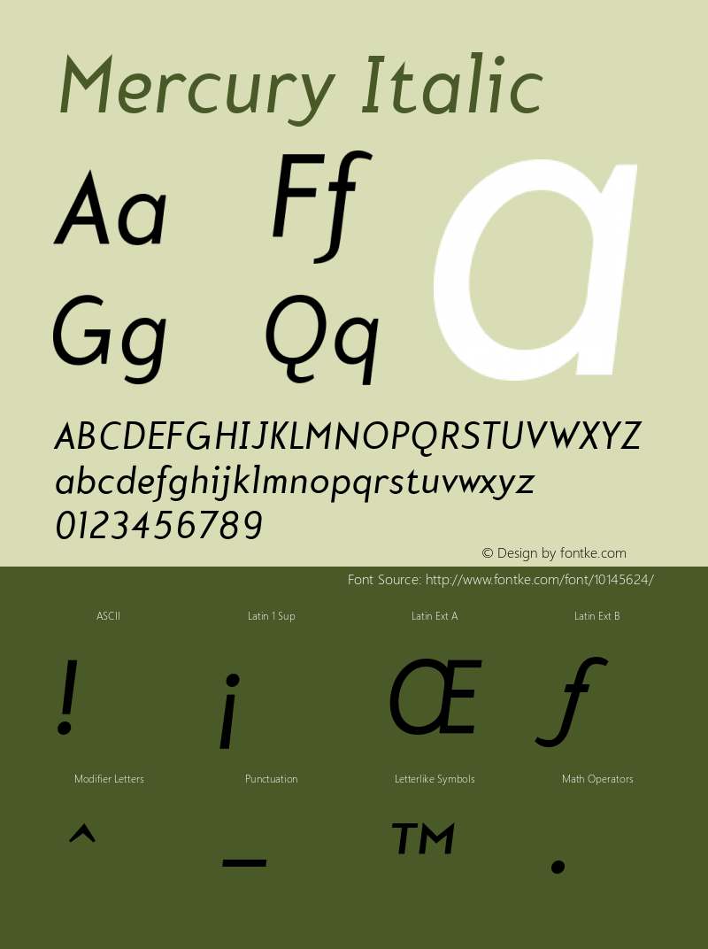 Mercury Italic Version 001.000 Font Sample