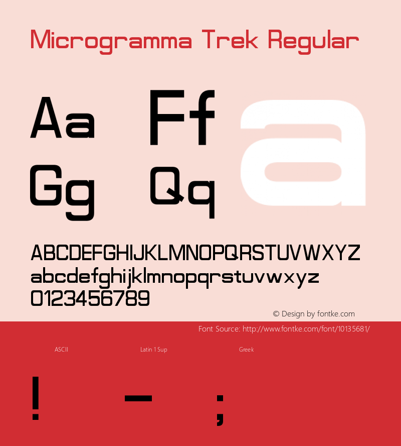 Microgramma Trek Regular Version 1.00 Font Sample