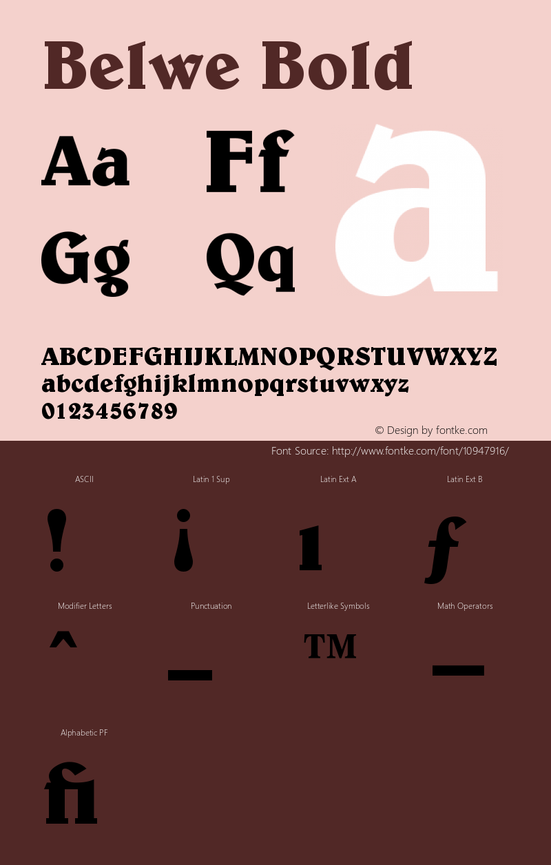 Belwe Bold Version 003.001 Font Sample