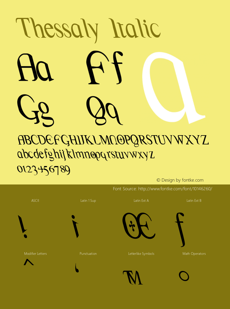 Thessaly Italic Version 001.000 Font Sample