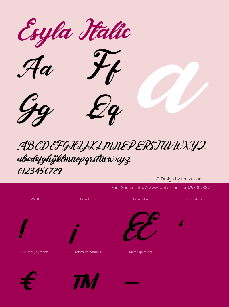 Esyla Italic Version 1.00;December 27, 2020;FontCreator 13.0.0.2683 64-bit Font Sample