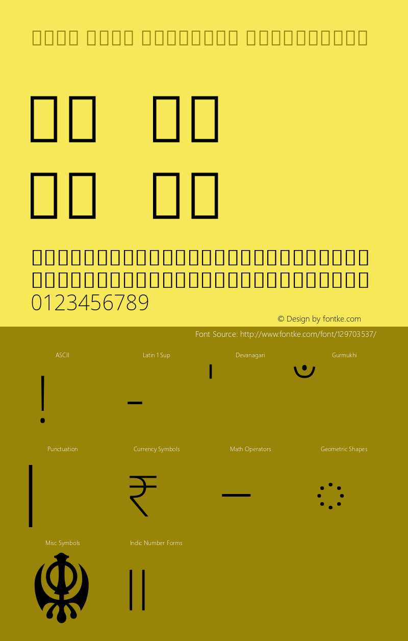 Noto Sans Gurmukhi ExtraLight Version 2.001; ttfautohint (v1.8.3) -l 8 -r 50 -G 200 -x 14 -D guru -f none -a qsq -X 