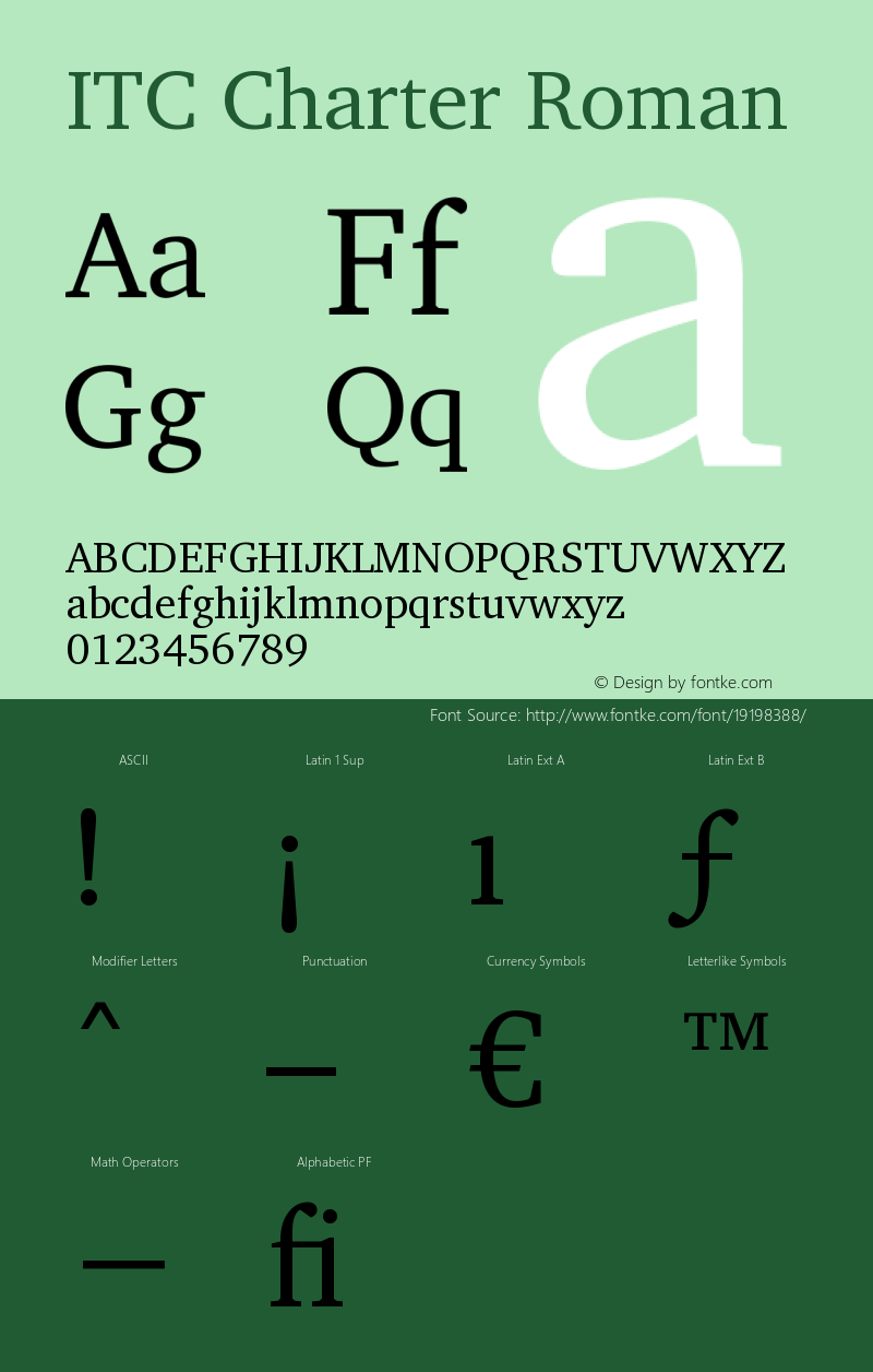 ITC Charter Version 003.001 Font Sample