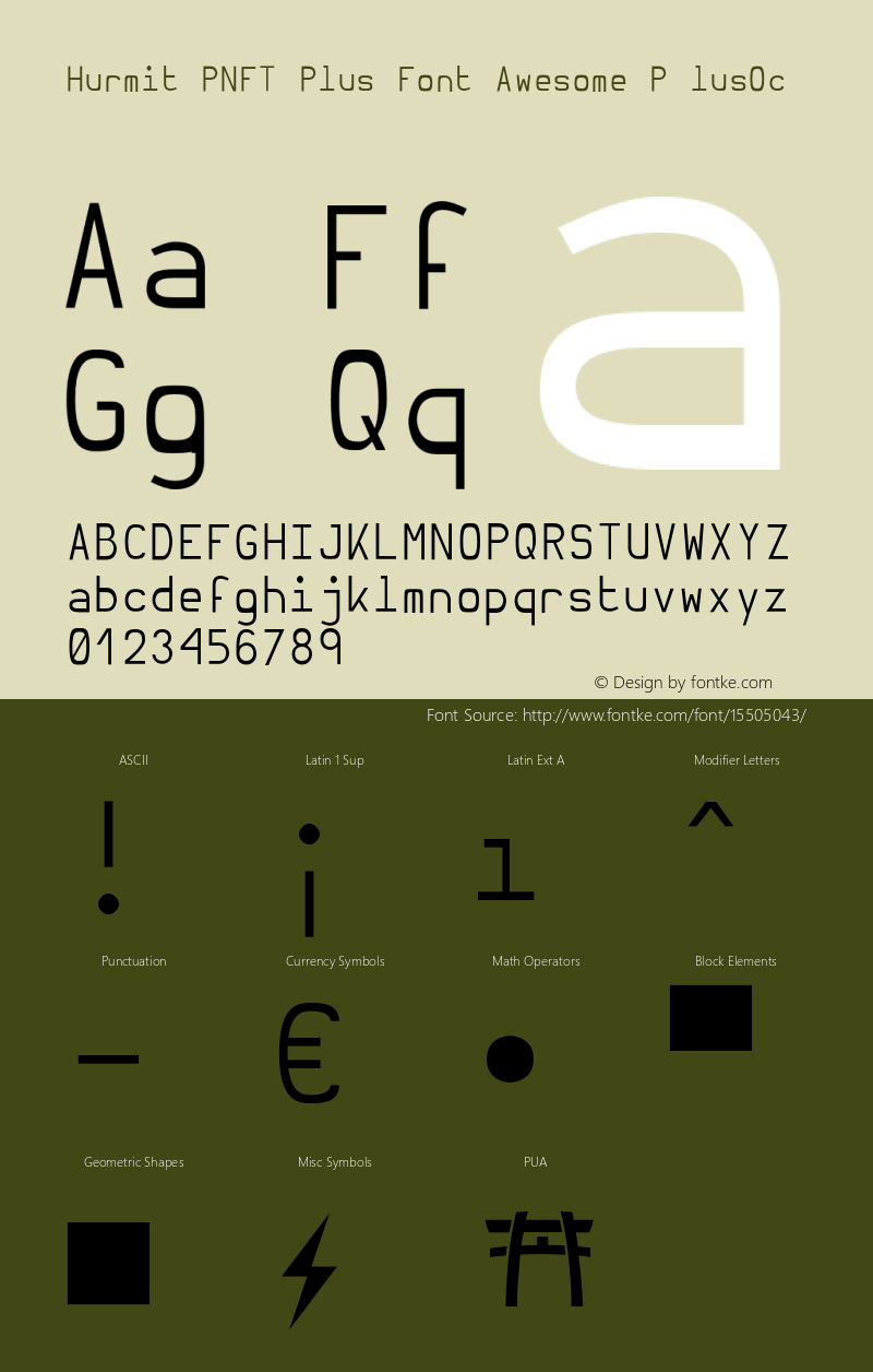 Hurmit PNFT Plus Font Awesome P lusOc Version 0.4.0 Font Sample