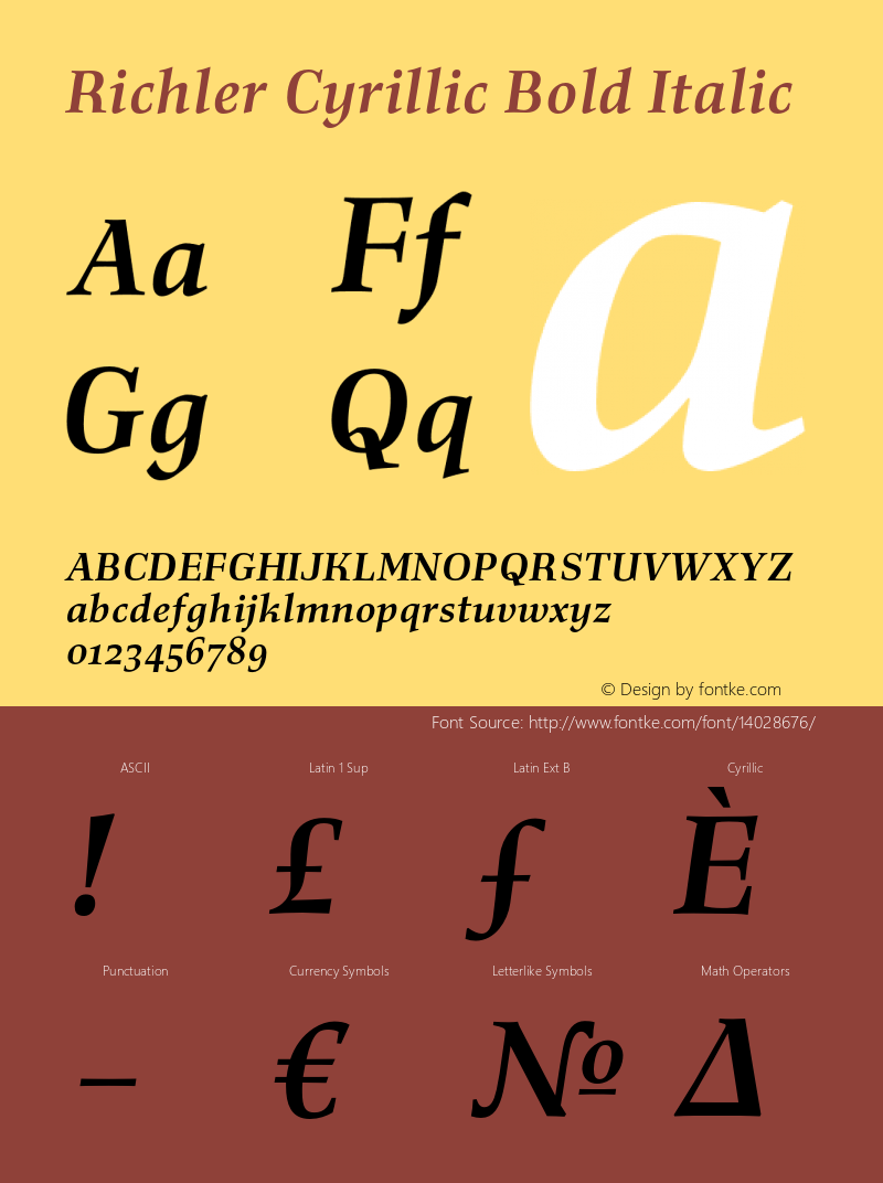 Richler Cyrillic Bold Italic Version 2.000 Font Sample