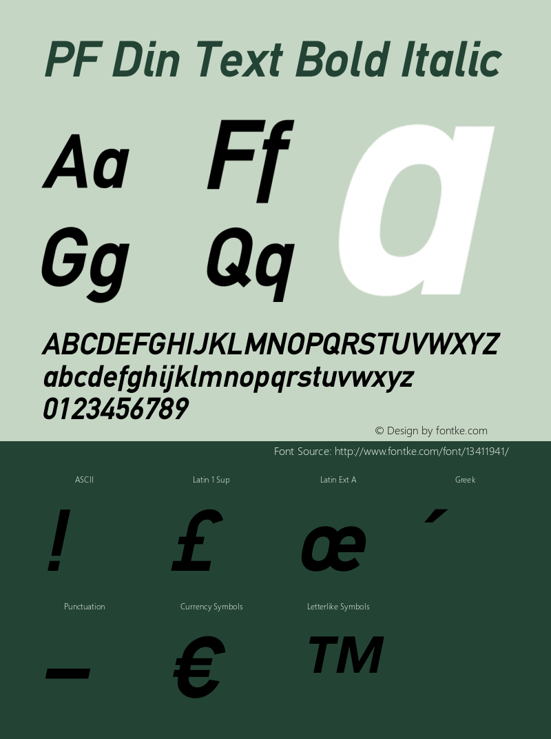 PF Din Text Bold Italic OTF 1.000;PS 001.001;Core 1.0.34 Font Sample